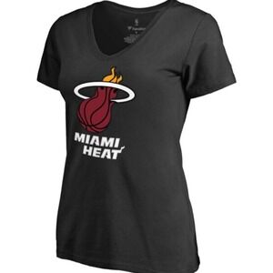 Fanatics Miami Heat NBA T-Shirt V-Neck‎ Short Sleeve Top Black S NWOT